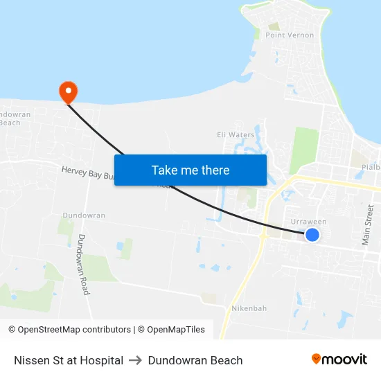 Nissen St at Hospital to Dundowran Beach map