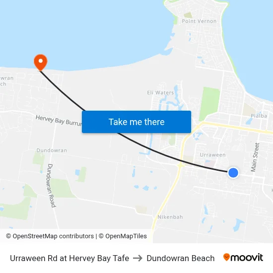 Urraween Rd at Hervey Bay Tafe to Dundowran Beach map