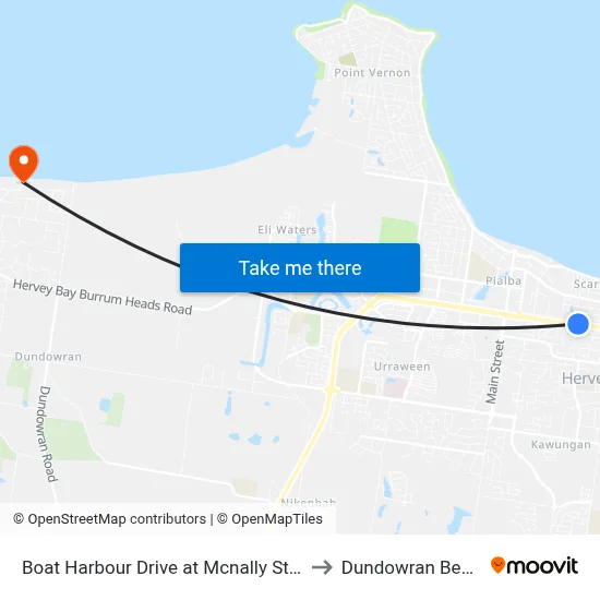 Boat Harbour Drive at Mcnally Street to Dundowran Beach map