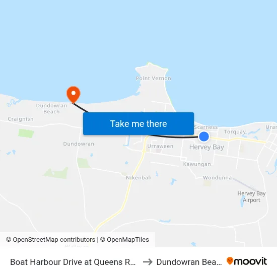Boat Harbour Drive at Queens Road to Dundowran Beach map