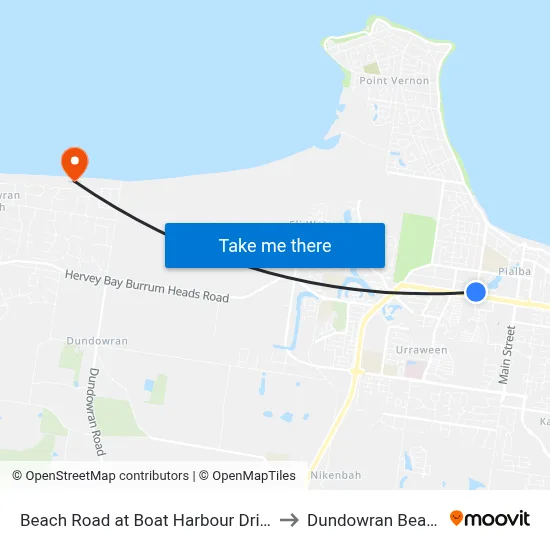 Beach Road at Boat Harbour Drive to Dundowran Beach map