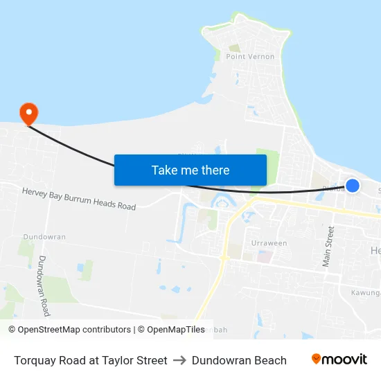 Torquay Road at Taylor Street to Dundowran Beach map
