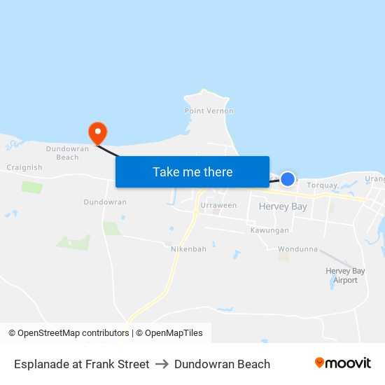 Esplanade at Frank Street to Dundowran Beach map