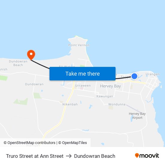 Truro Street at Ann Street to Dundowran Beach map