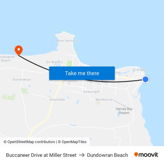 Buccaneer Drive at Miller Street to Dundowran Beach map