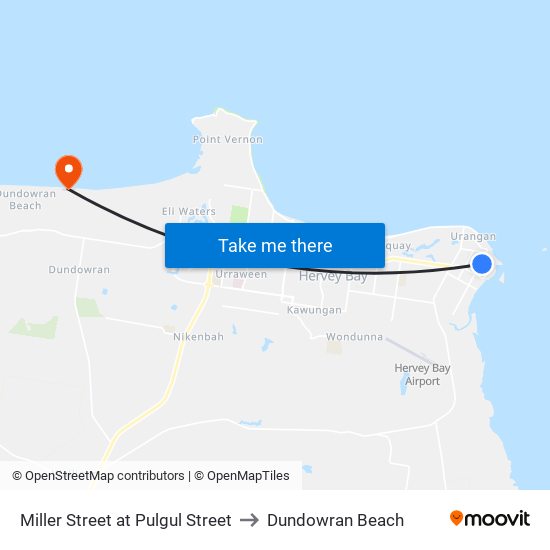 Miller Street at Pulgul Street to Dundowran Beach map