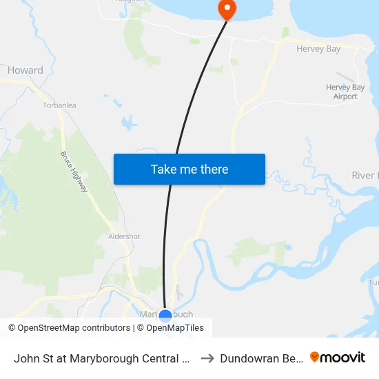 John St at Maryborough Central School to Dundowran Beach map