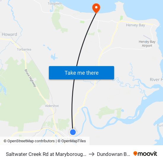 Saltwater Creek Rd at Maryborough Airport to Dundowran Beach map