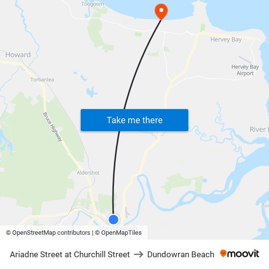 Ariadne Street at Churchill Street to Dundowran Beach map