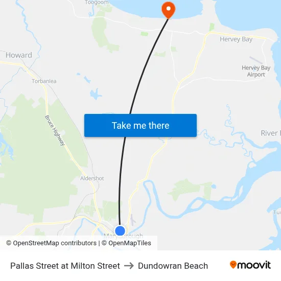 Pallas Street at Milton Street to Dundowran Beach map