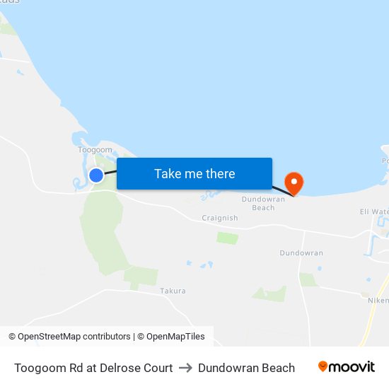 Toogoom Rd at Delrose Court to Dundowran Beach map
