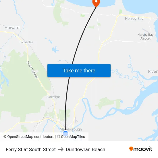 Ferry St at South Street to Dundowran Beach map