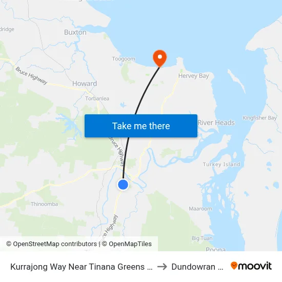 Kurrajong Way Near Tinana Greens Hail 'N' Ride to Dundowran Beach map