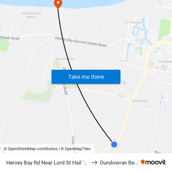 Hervey Bay Rd Near Lord St Hail 'N' Ride to Dundowran Beach map