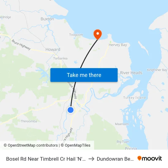 Bosel Rd Near Timbrell Cr Hail 'N' Ride to Dundowran Beach map