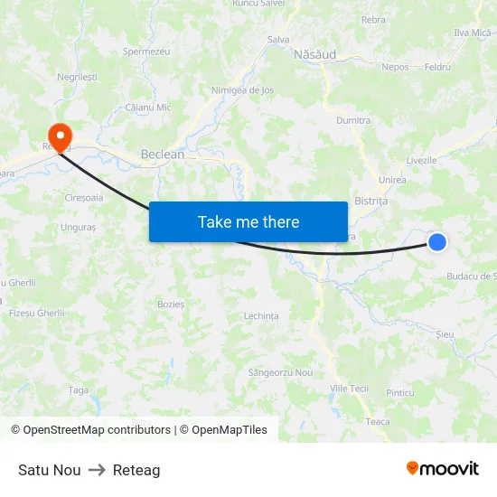 Satu Nou to Reteag map