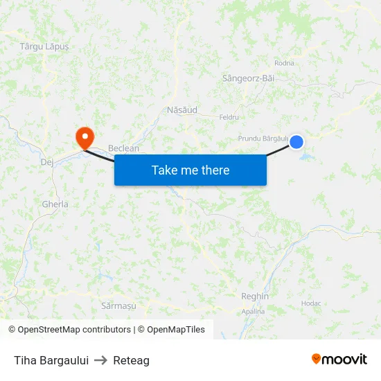 Tiha Bargaului to Reteag map