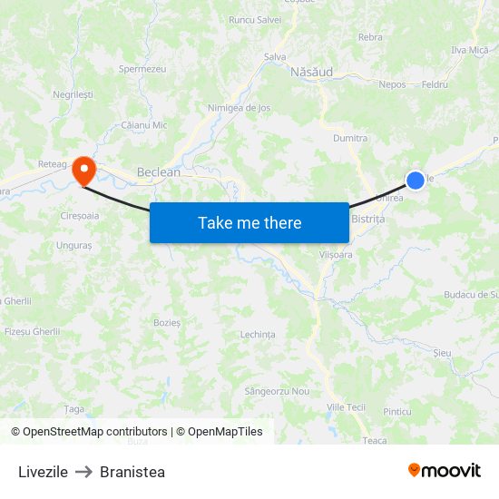 Livezile to Branistea map