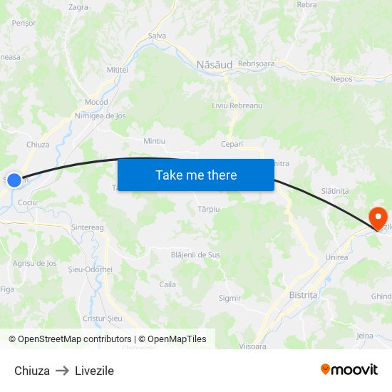 Chiuza to Livezile map