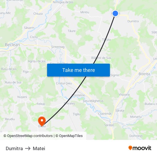 Dumitra to Matei map