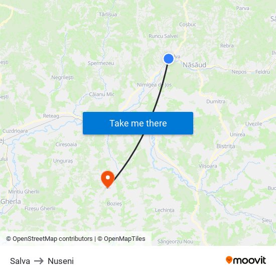 Salva to Nuseni map