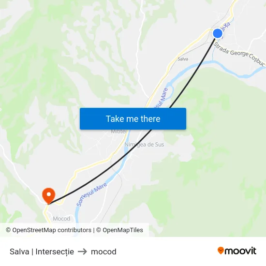 Salva | Intersecție to mocod map