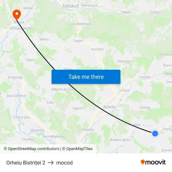Orheiu Bistriței 2 to mocod map