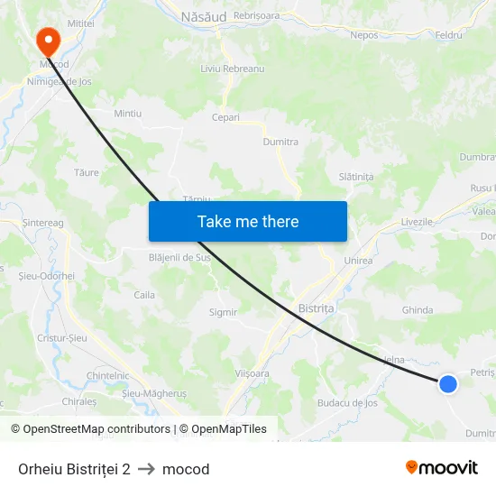 Orheiu Bistriței 2 to mocod map