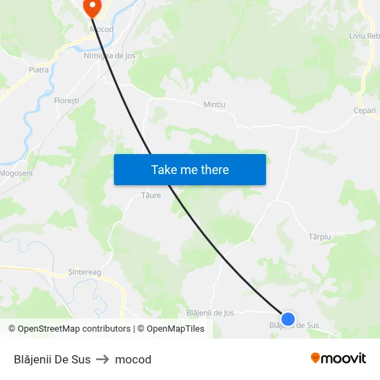 Blăjenii De Sus to mocod map