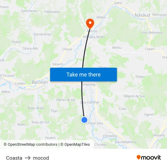 Coasta to mocod map