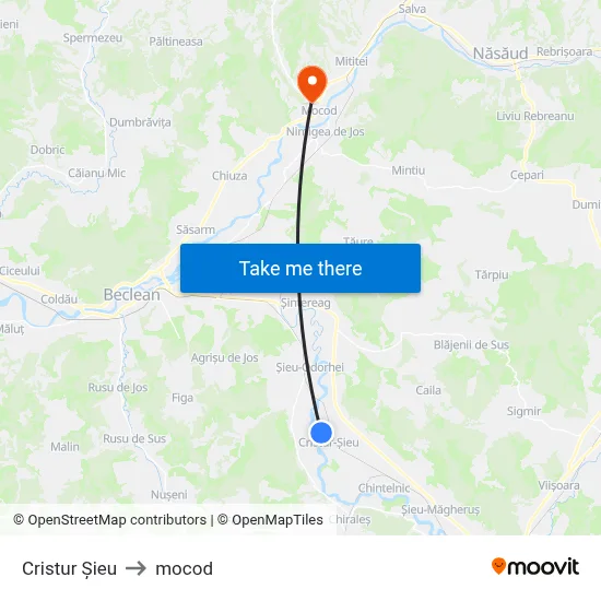 Cristur Șieu to mocod map