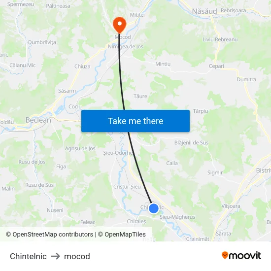 Chintelnic to mocod map