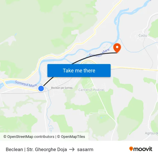 Beclean | Str. Gheorghe Doja to sasarm map
