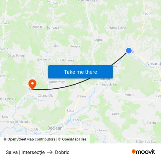 Salva | Intersecție to Dobric map