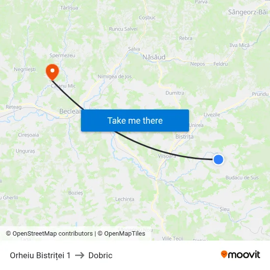 Orheiu Bistriței 1 to Dobric map