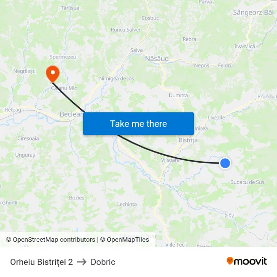 Orheiu Bistriței 2 to Dobric map