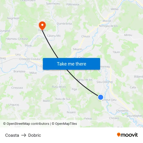 Coasta to Dobric map