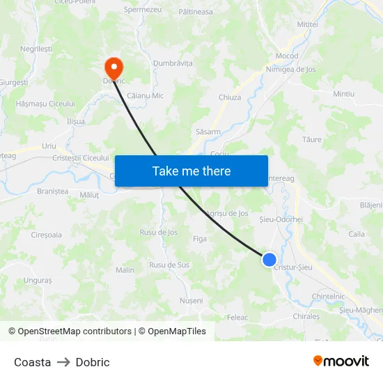Coasta to Dobric map