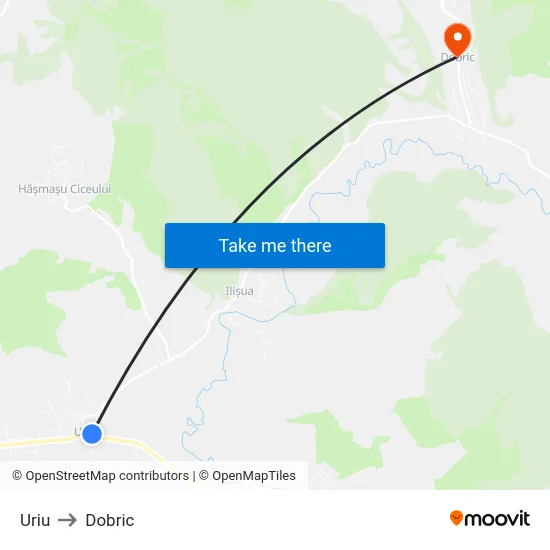 Uriu to Dobric map