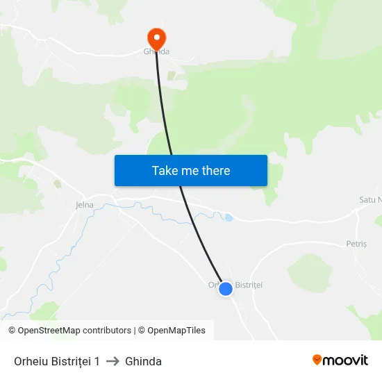 Orheiu Bistriței 1 to Ghinda map