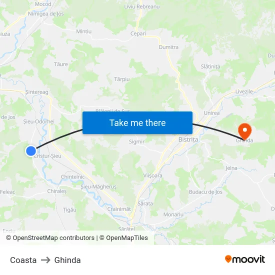 Coasta to Ghinda map