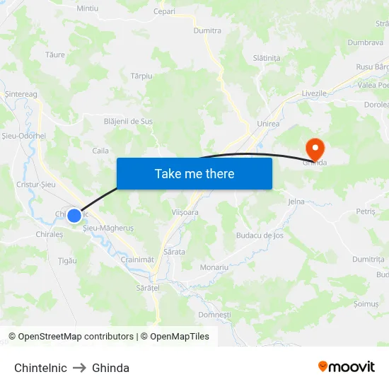 Chintelnic to Ghinda map