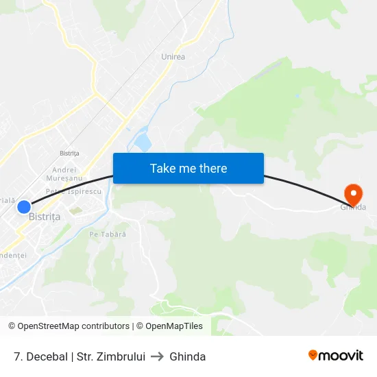 7. Decebal | Str. Zimbrului to Ghinda map