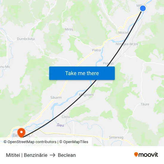 Mititei | Benzinărie to Beclean map