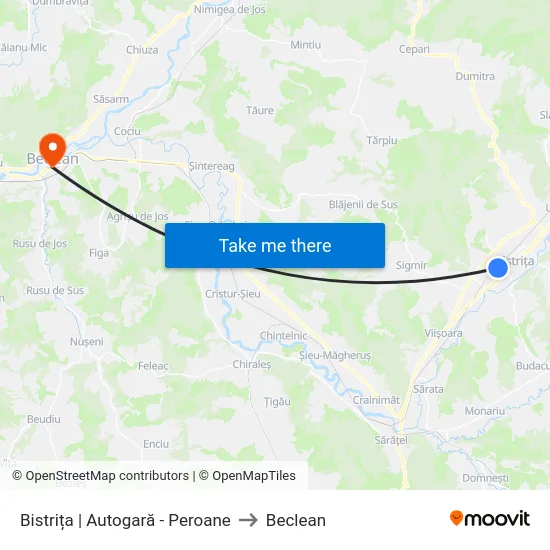 Bistrița | Autogară - Peroane to Beclean map