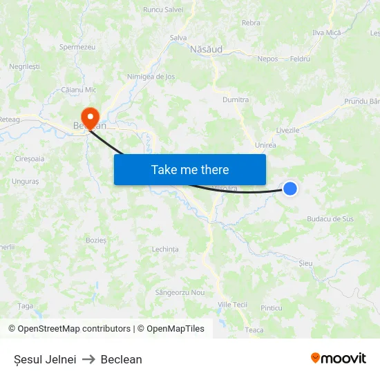 Șesul Jelnei to Beclean map