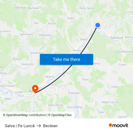 Salva | Pe Luncă to Beclean map