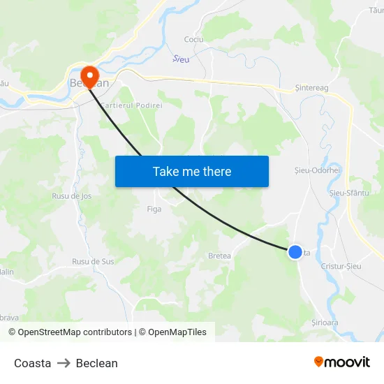 Coasta to Beclean map