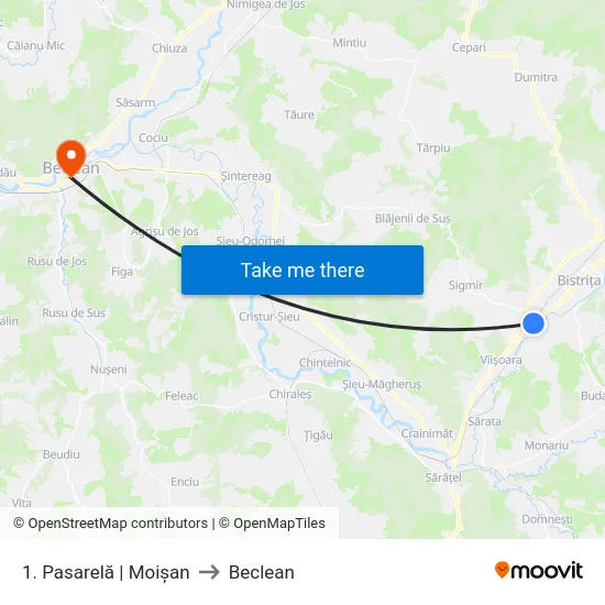 1. Pasarelă | Moișan to Beclean map