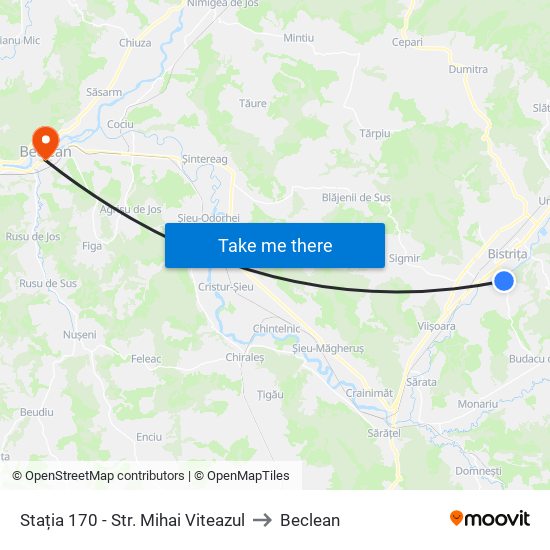 Stația 170 - Str. Mihai Viteazul to Beclean map